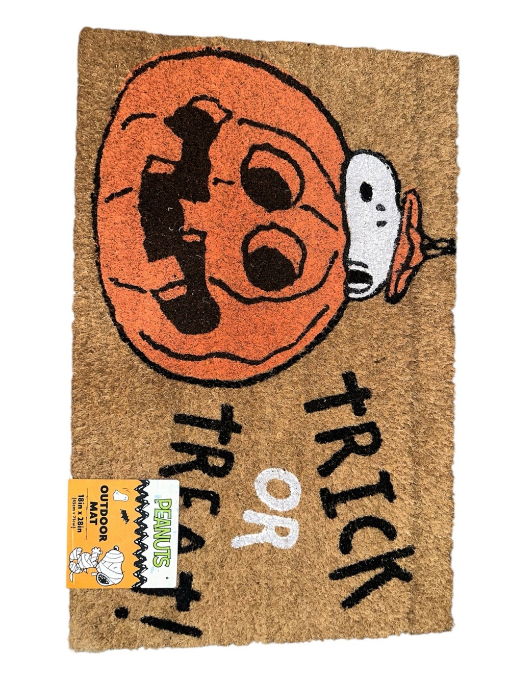 Peanuts Halloween Pumpkin Doormat - Orange, White, Black